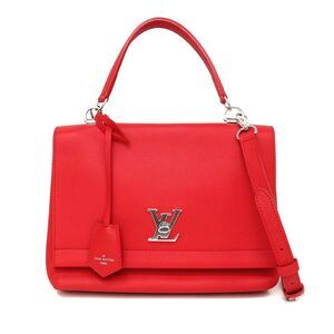 Louis Vuitton Lockme 2 Shoulder Handbag Calf Leather Ruby Red